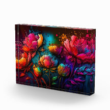 Neonblommor, färgämnen, bouquet, bläck stänk