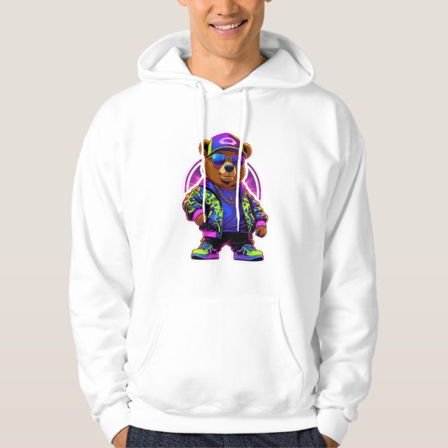 Neonböjning: Vibrant Retro Streetwear Hoodie (Framsida)