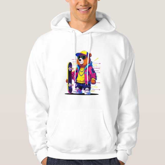 Neonböjning: Vibrant Retro Streetwear Hoodie (Framsida)