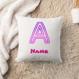 Neonbokstav A Monogram Glödande Lila Rosa Initial Kudde
