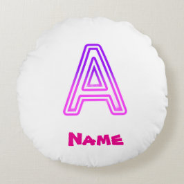 Neonbokstav A Monogram Glödande Lila Rosa Initial Rund Kudde