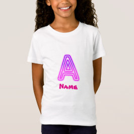 Neonbokstav A Monogram Glödande Lila Rosa Initial T Shirt