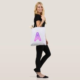 Neonbokstav A Monogram Glödande Lila Rosa Initial Tygkasse