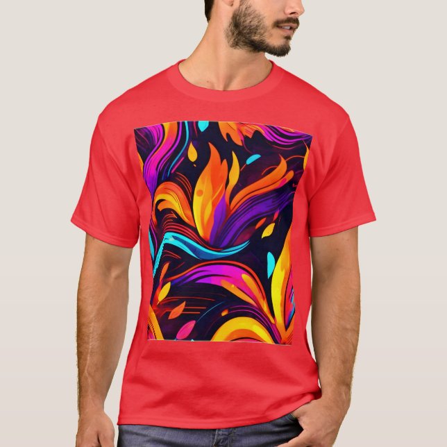 Neonbranddesign med brandikoner t shirt (Framsida)