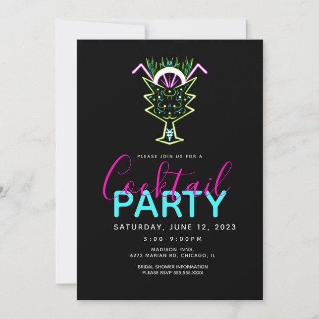Neoncocktail Konstfest Invitation Inbjudningar (Framsida)