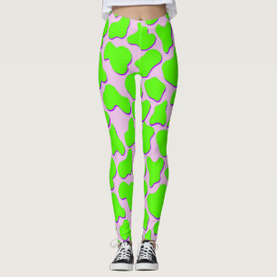 Neoncore Grönt Cow Animal Print Leggings