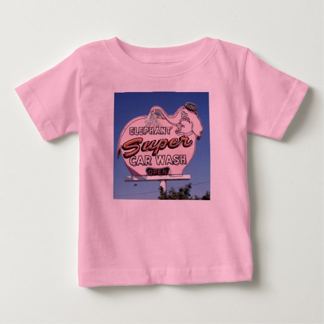 Neonelefantbilen tvättar undertecknar t-shirt (Framsida)
