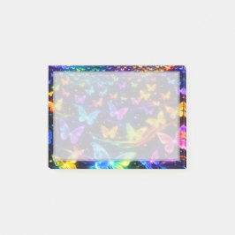 Neonfarbener Notizzettel mit Schmetterlingsmotiv Post-it Block