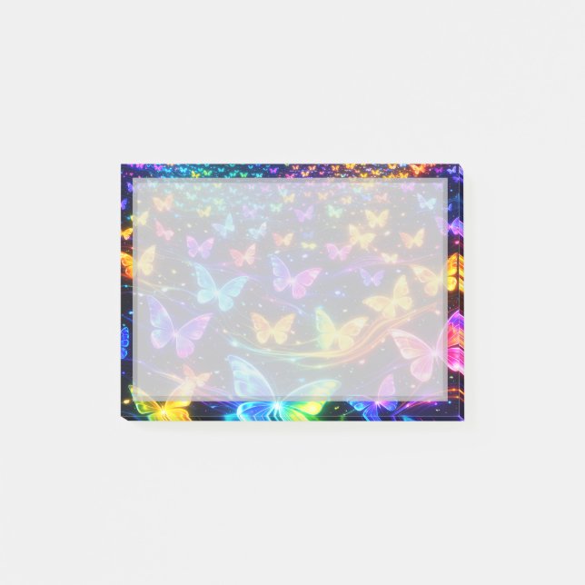 Neonfarbener Notizzettel mit Schmetterlingsmotiv Post-it Block (Framsida)