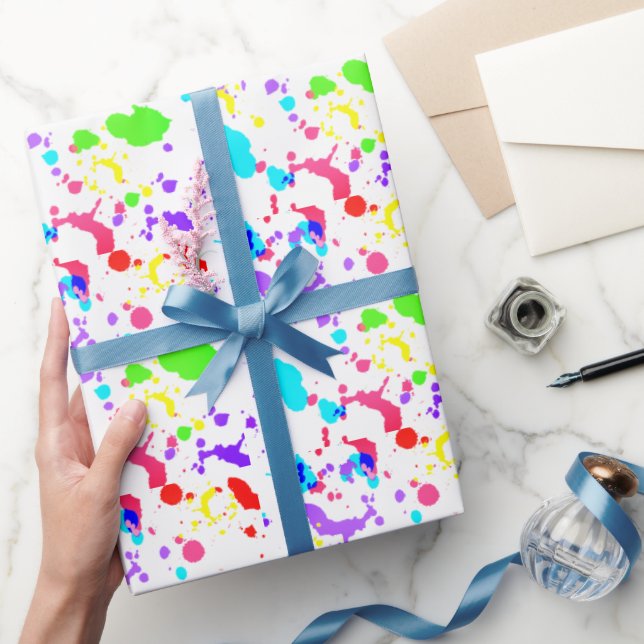 Neonfärg stänk vattenfärg falskt sken presentpapper (Gifting)