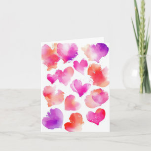 Neonfärgad Rosa Hearts Valentines Hälsning Kort