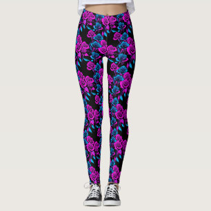 Neonfärgade Rosor Leggings