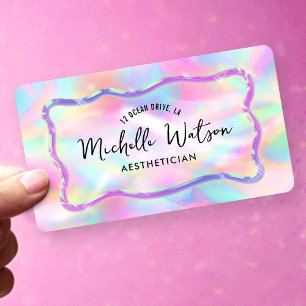 Neonfärger Iridescent Opalsten Makeup Spa Salong Visitkort