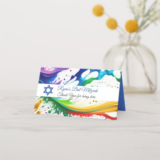 Neonfärgssprut, Bat Mitzvah Davidsstjärna Placeringskort (Baksida)