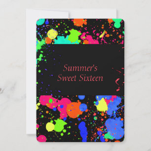 Neonfärgssprut, Sweet Sixteen-inbjudan Inbjudningar