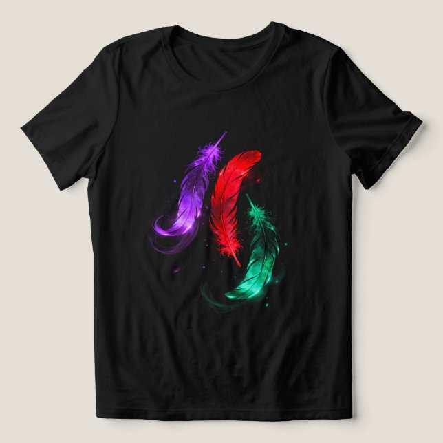 Neonfjäderlyser svart t-shirt (Design Framsida)