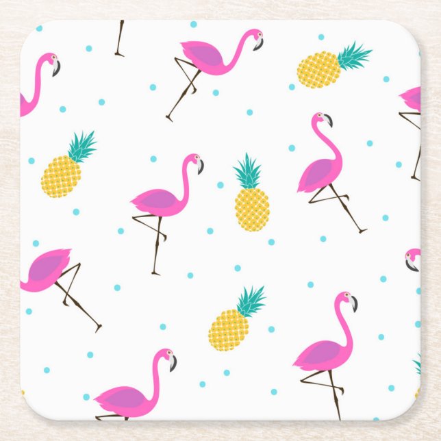 NeonFlamingos 2 2 Underlägg Papper Kvadrat (Framsidan)