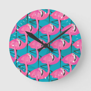 NeonFlamingos Rund Klocka