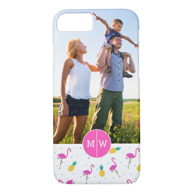 NeonFlamingos | tillfogar din foto & Monogram Case-Mate iPhone Skal (Baksida)
