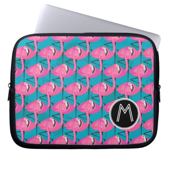 NeonFlamingos | tillfogar ditt initialt Laptop Sleeve (Framsidan)