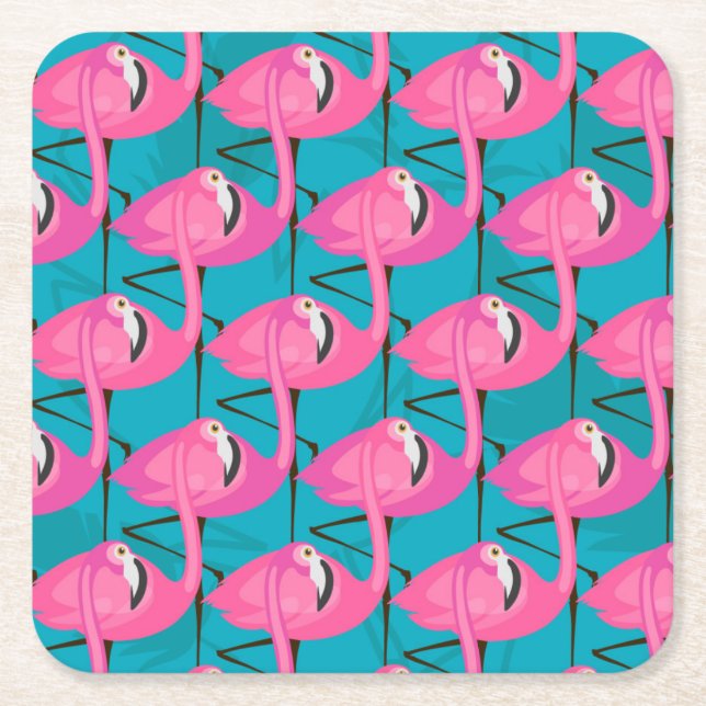 NeonFlamingos Underlägg Papper Kvadrat (Framsidan)