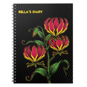 Neonflamma lily: Pop Art Gloriosa superba Anteckningsbok