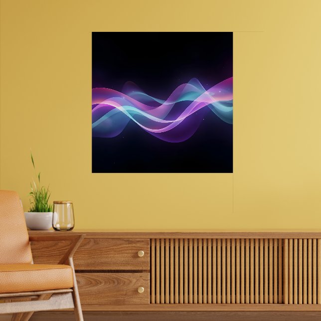 Neonflöde - Abstrakt av Futuristiska Wave Art Poster (Vardagsrum 2)
