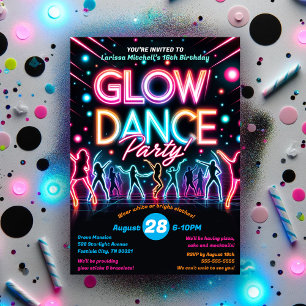 Neonglöd i Födelsedagsfesten Mörk Dance Inbjudningar