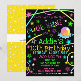 Neonglöd i Mörk Bassäng Party Inbjudan
