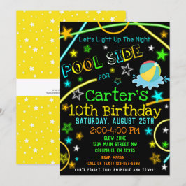 Neonglöd i Mörk Bassäng Party Inbjudan