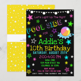 Neonglöd i Mörk Bassäng Party Inbjudan