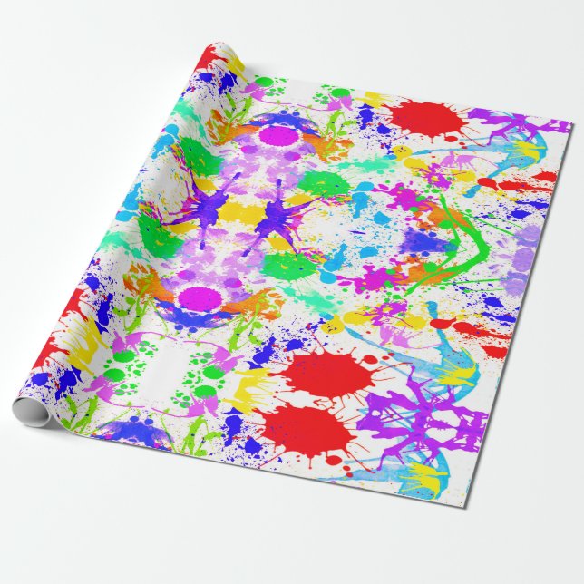 Neonglöd i Mörken Färgplatter Presentpapper (Utrullad)