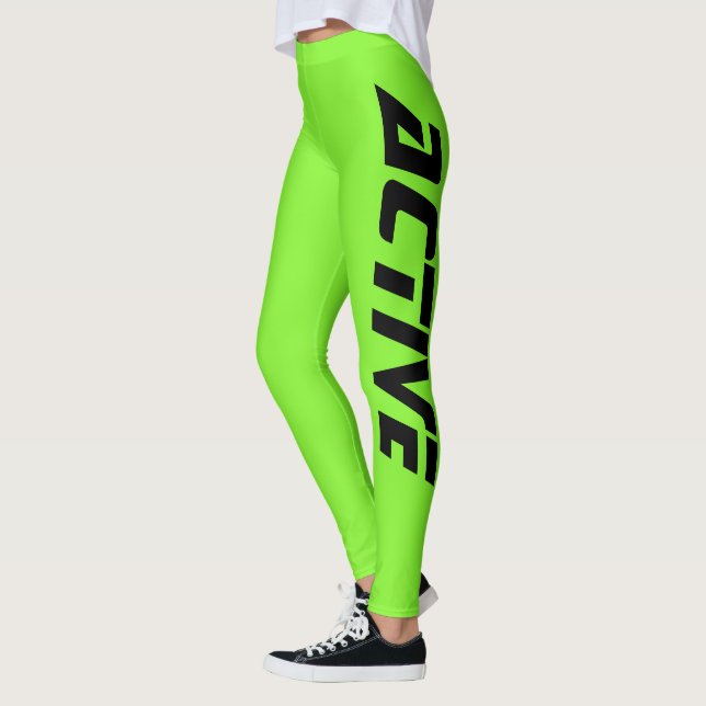 Neongrön Aktiv Sport Leggings (Vänster)