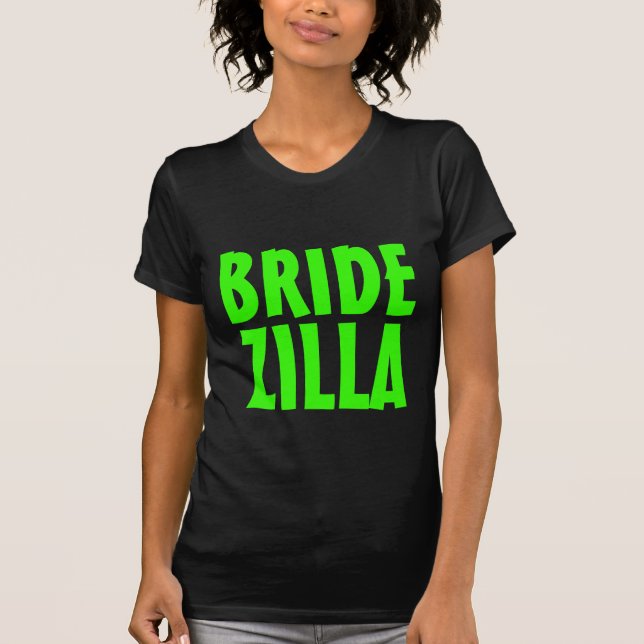Neongrön Bridezilla t-shirt för blivande brud (Framsida)