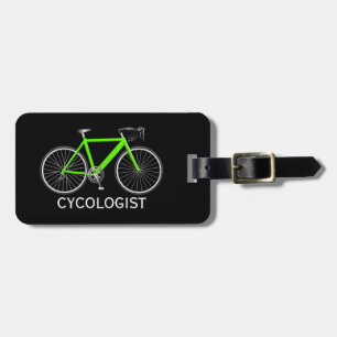 Neongrön cykel på svart bakgrund bagagebricka