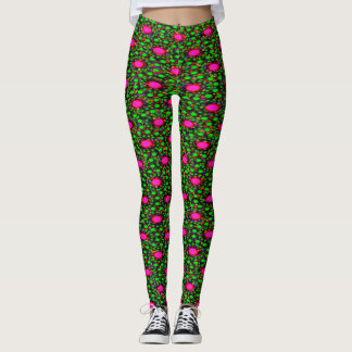 Neongrön drömmfångare-mandalabroderade leggings fö