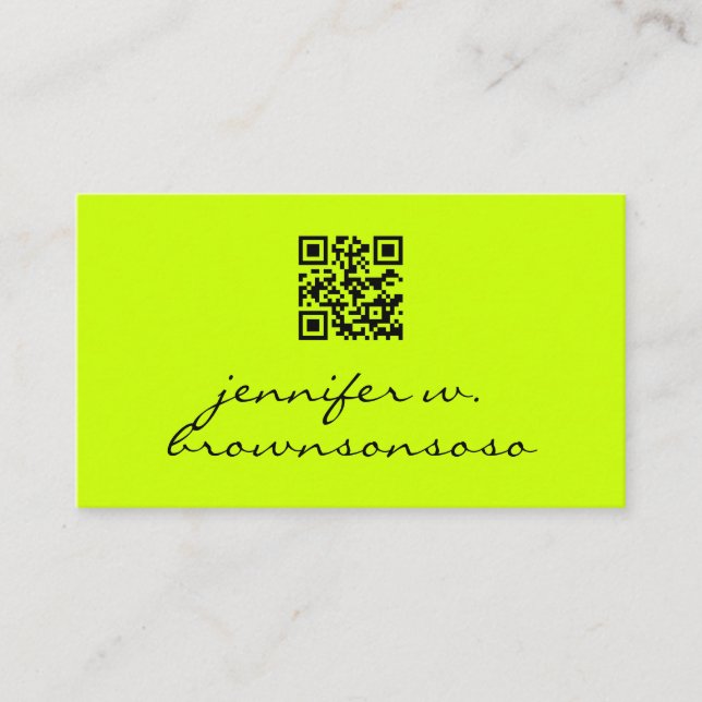 Neongrön enkel qr-kod visitkort (Framsida)