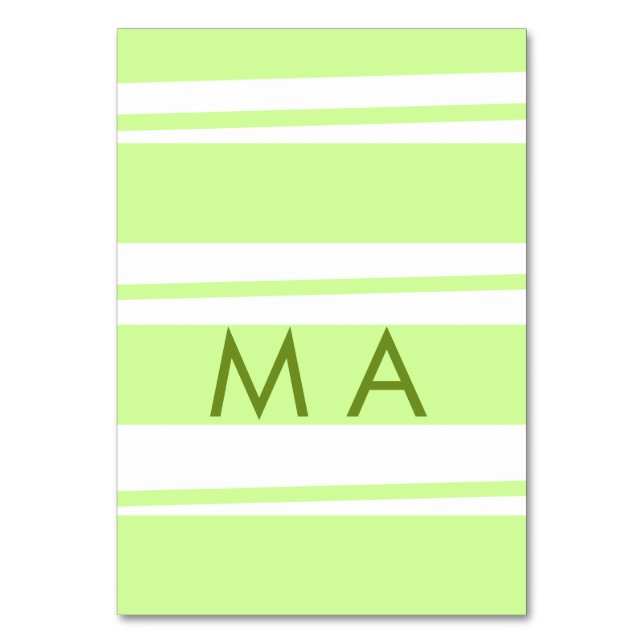 Neongrön  randig grekisk mönsterbokstav monogram  bordsnummer (Framsidan)