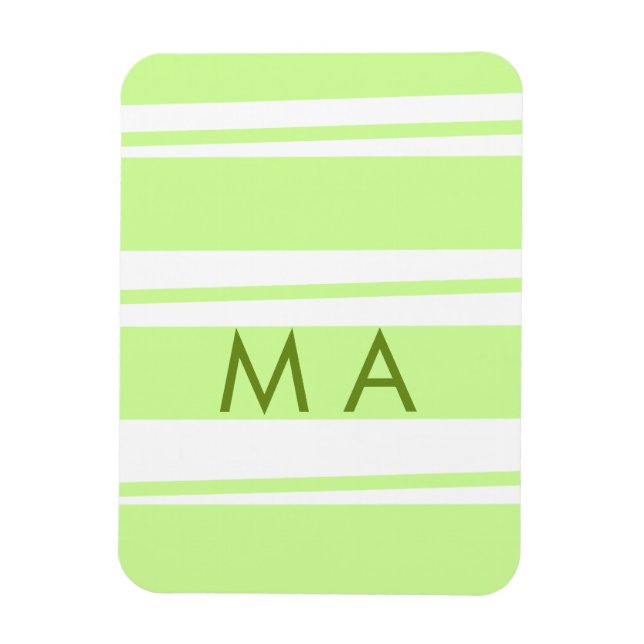 Neongrön  randig grekisk mönsterbokstav monogram  magnet (Vertikal)