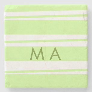 Neongrön randig grekisk mönsterbokstav monogram stenunderlägg