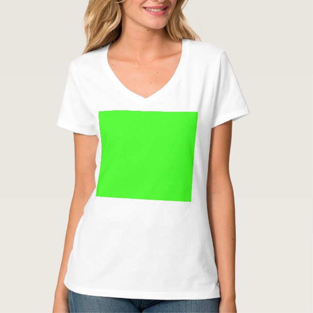 Neongrön specialbeställd V-ringad t-shirt för dam (Framsida)
