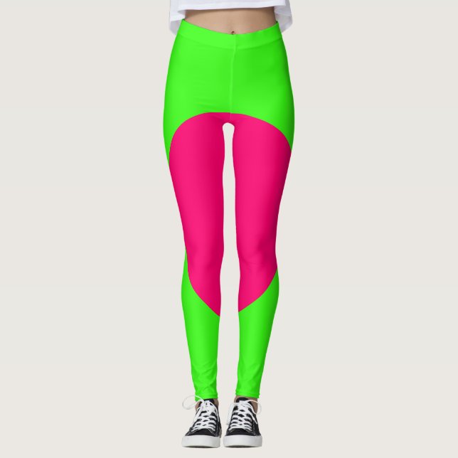 Neongröna och rosa statement-legginningar – Anpass Leggings (Framsida)