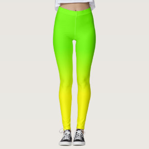 Neongrönt och neon gula Ombré skuggar färg blek Leggings