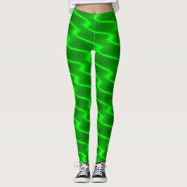 Neongrönt vågigt linjerdamasker leggings