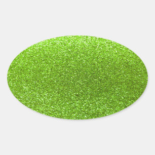 Neongröntglitter Ovalt Klistermärke