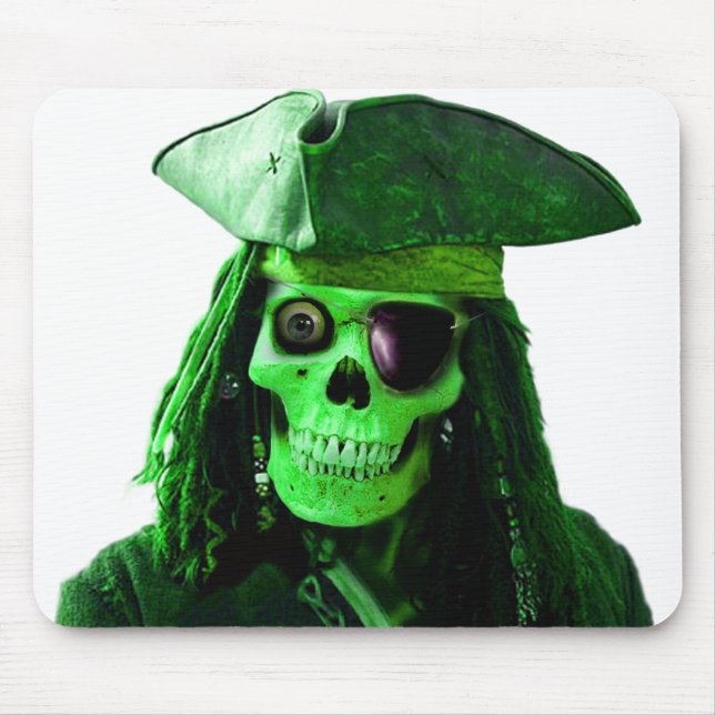 Neongröntpiraten med skully & lappar musmatta (Framsidan)