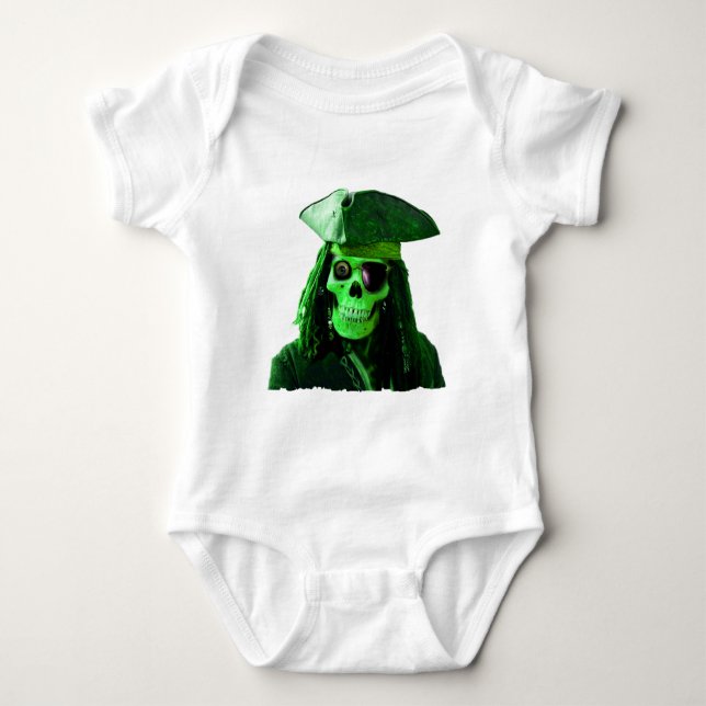 Neongröntpiraten med skully & lappar tee shirt (Framsida)