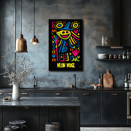Neonhäxaaffisch – Vibrerande Popkonst Halloween-de Poster