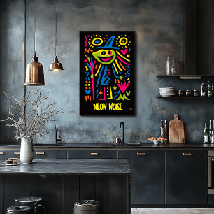 Neonhäxaaffisch – Vibrerande Popkonst Halloween-de Poster