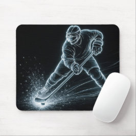 Neonhockeyspelare på is musmatta